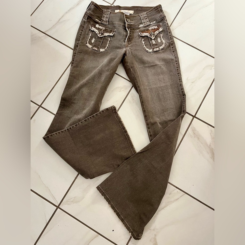 Rare Y2K Z. Cavaricci gray distressed pocket jeans